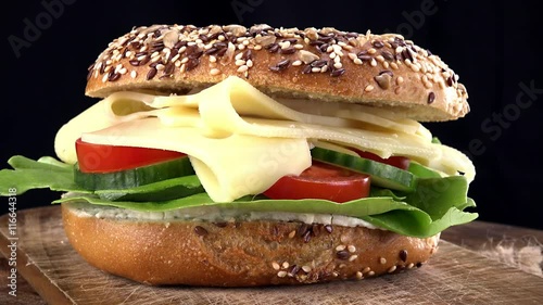 Rotating Bagel with Cheese as not loopable 4K UHD footage