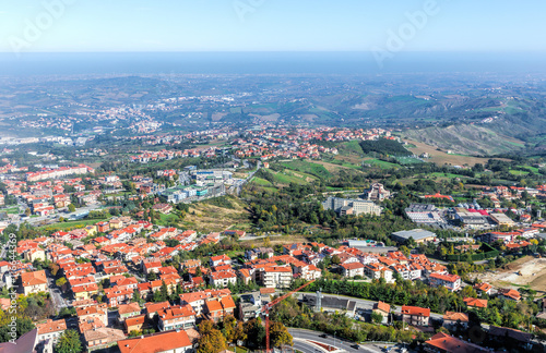 Aerial view of San Marino and the Apennine Mountain