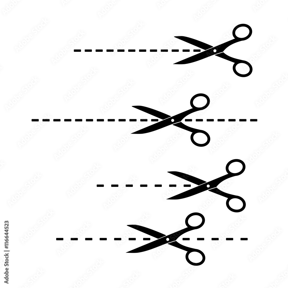 Scissors with cut lines Scissors with cut lines