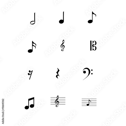 Vector musical notes icons set