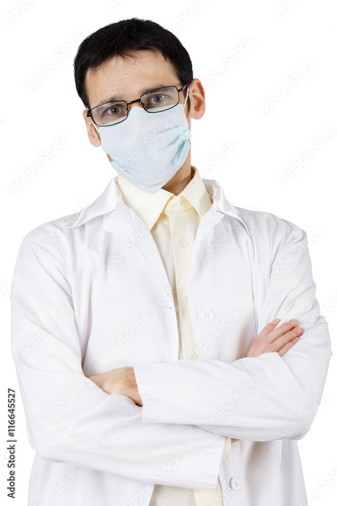 Professional of medicine has skeptically crossed hands