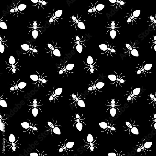 Seamless texture - insects parasites on black