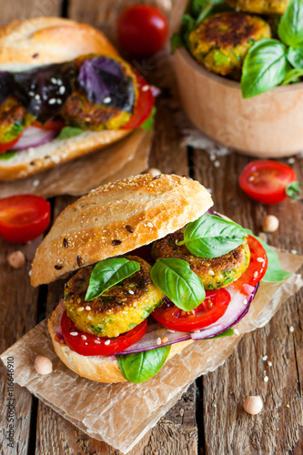 vegan falafel sandwich with vegetables