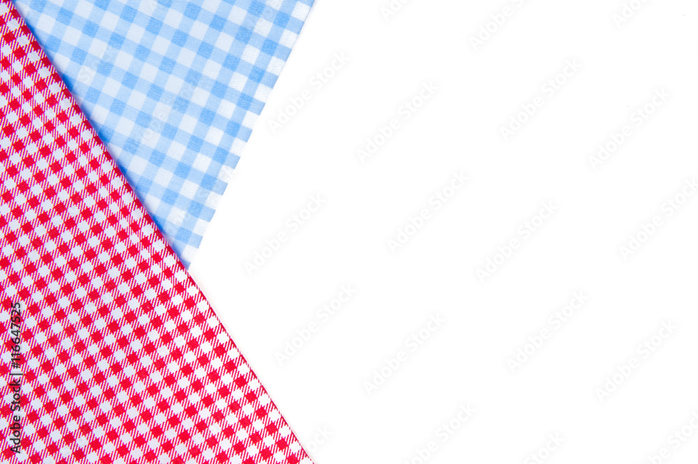 red and blue tablecloth isolated on white red and blue tablecloth isolated on white