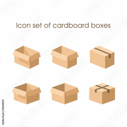 Icon set of cardboard boxes