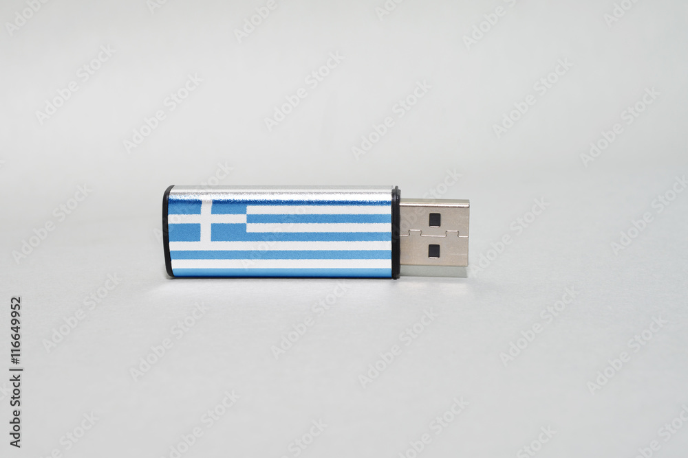 usb flash drive with the national flag of greece on gray background Stock  Photo | Adobe Stock