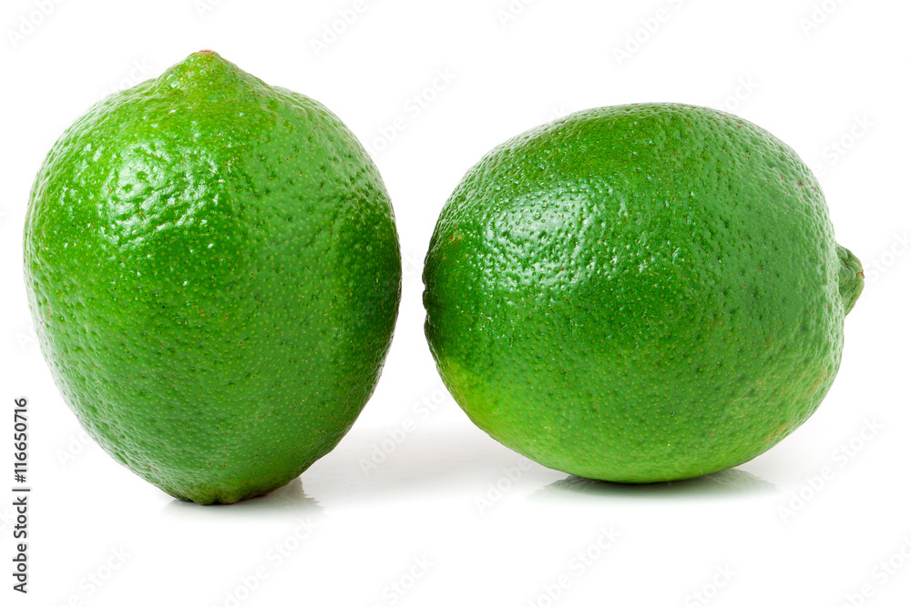 two lime isolated on white background close up two lime isolated on white background close up