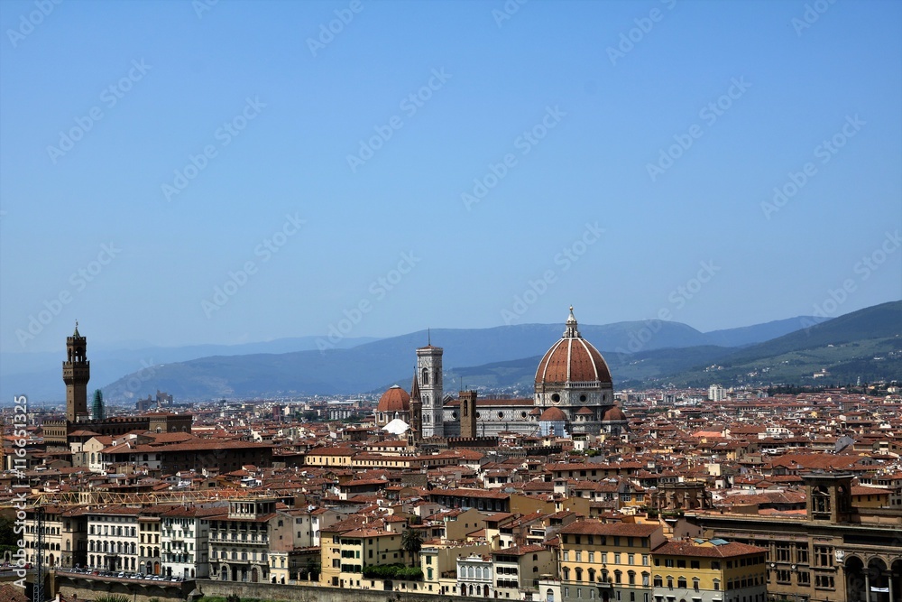Holidays in Florence view from Piazzale Michelangelo, Italy