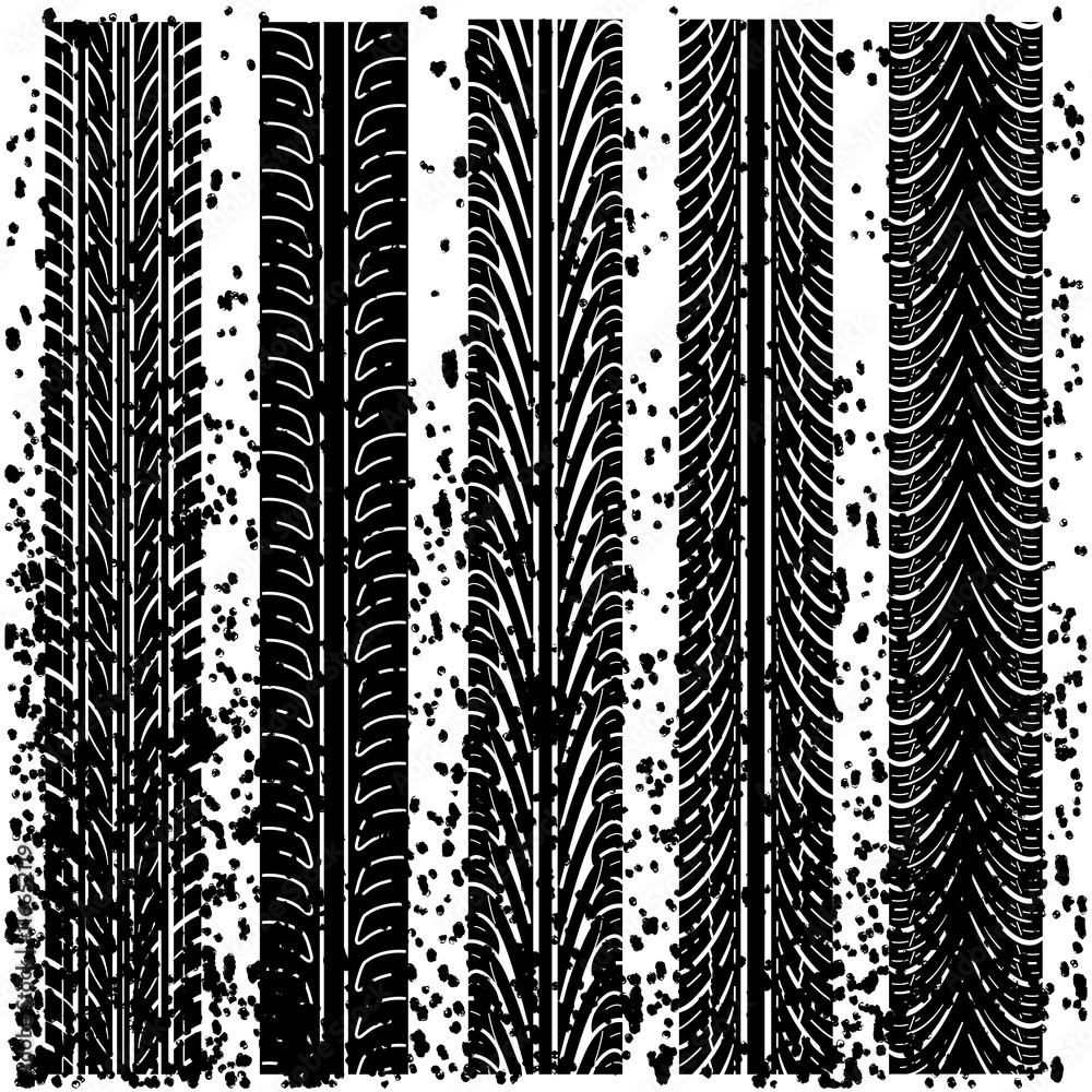 Set of detailed tire prints, vector illustration Set of detailed tire prints, vector illustration