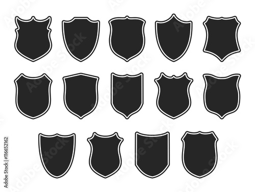 Set of shields isolated on white