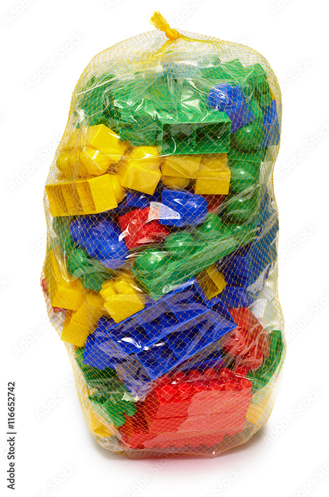 New plastic toy blocks in the bag