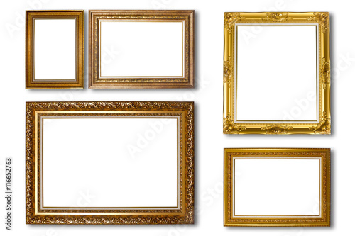 Set of picture frame. Photo art gallery isolated on white backgr