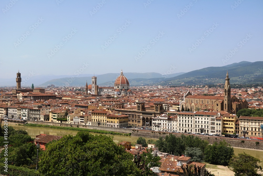 Holidays in Florence at River Arno in Italy, view from Piazzale Michelangelo