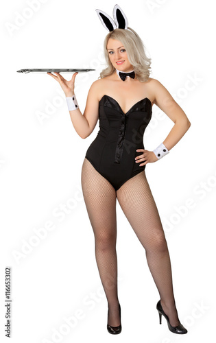 Sexy girl - waitress in a bunny suit photo