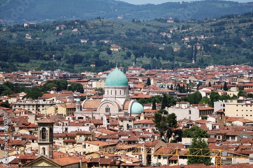 Looking to Tempio Maggiore Israelitico of Florence from Piazzale Michelangelo, Italy
