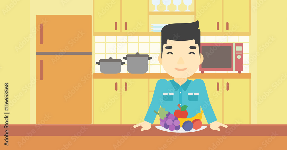 Man with fresh fruits vector illustration. Man with fresh fruits vector illustration.
