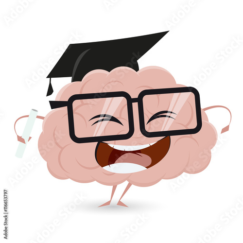 clipart of a funny brain with degree