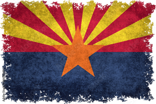 Arizona state flag with vintage textures and distressed edges