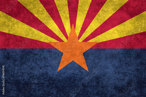 Arizona state flag with vintage retro style textures