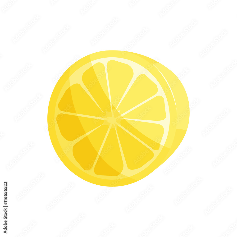 Yellow lemon slice icon in cartoon style isolated on white background Yellow lemon slice icon in cartoon style isolated on white background
