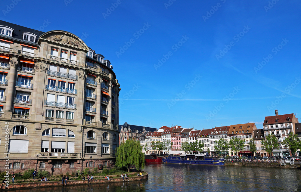 Beautiful building along the river in Strasbourg - France