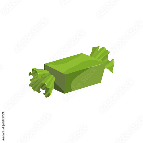 Green Candy icon in cartoon style isolated on white background