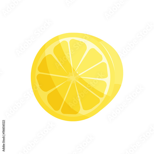 Yellow lemon slice icon in cartoon style isolated on white background