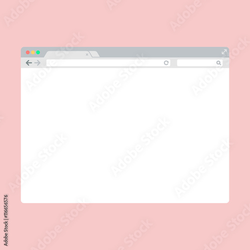 Internet Web Browser window on pink background. Browser with address and search bar, control buttons.