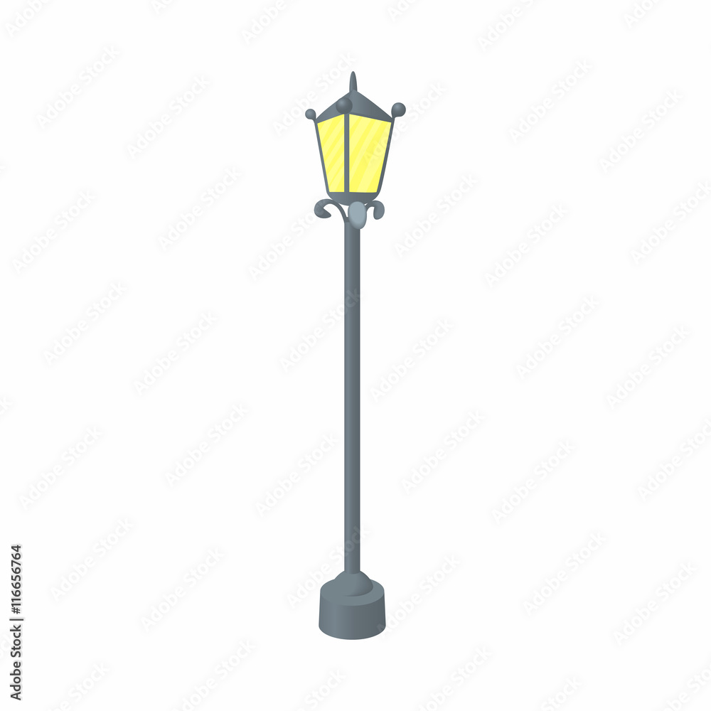 Street lamp icon in cartoon style isolated on white background. Illumination symbol Street lamp icon in cartoon style isolated on white background. Illumination symbol
