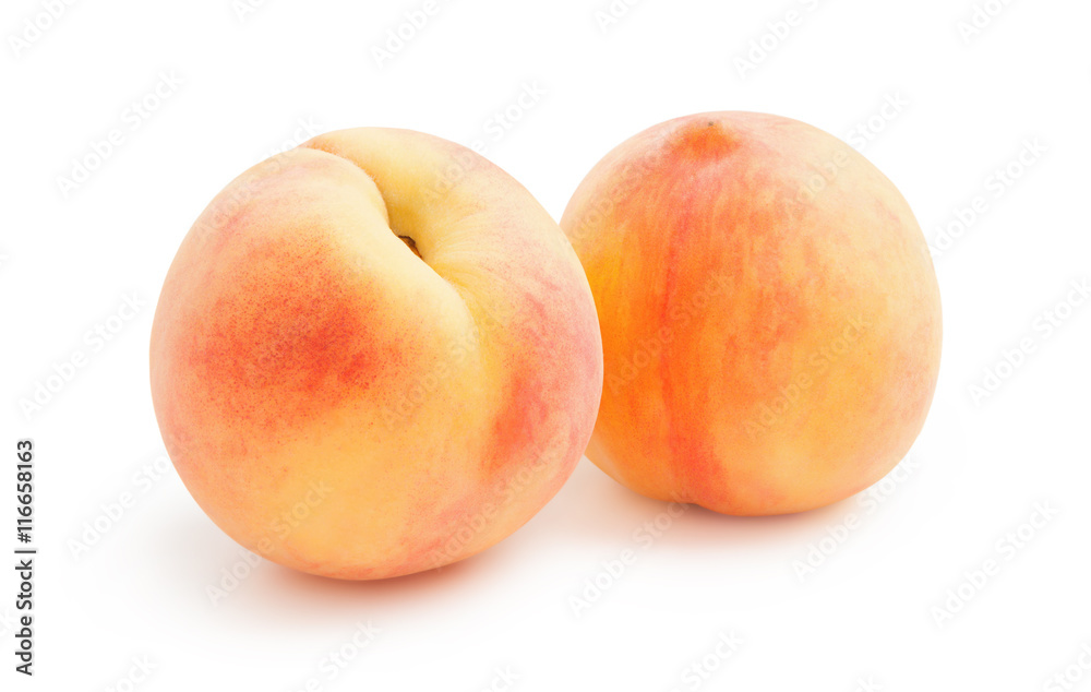 Peaches isolated on white background