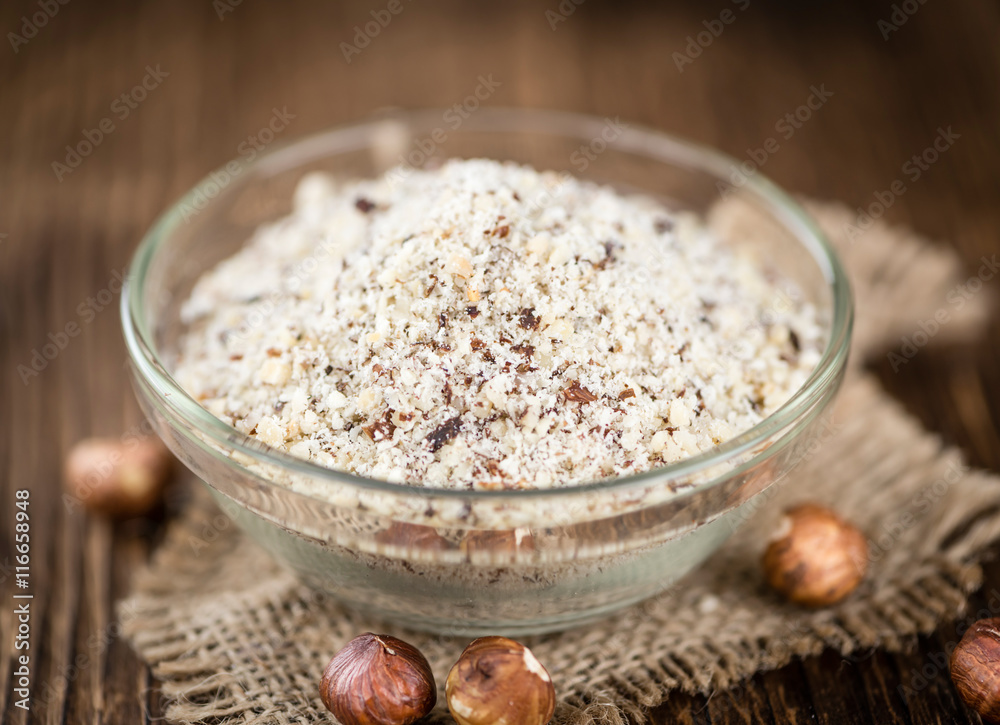 Portion of grounded Hazelnuts Portion of grounded Hazelnuts