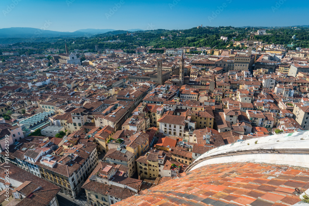 City for Florence, Italy with Basilica of Santa Croce in the dis
