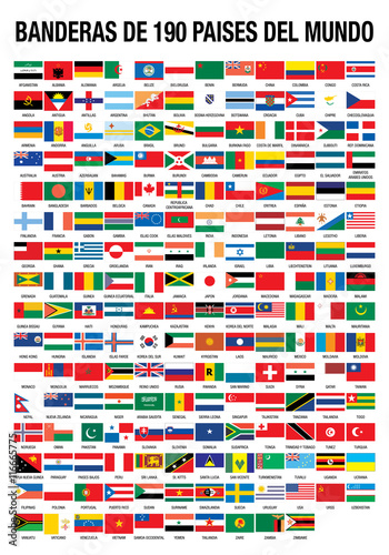BANDERAS DE 190 PAISES DEL MUNDO (FLAGS OF THE WORLD 190 COUNTRIES in Spanish language)