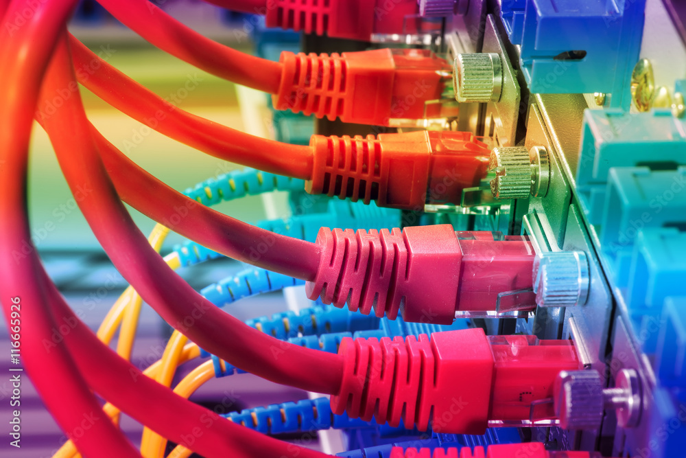 Network switch and ethernet cables,Data Center Concept. Network switch and ethernet cables,Data Center Concept.