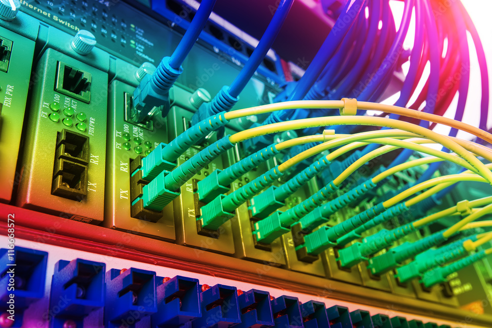 Technology center with fiber optic equipment Technology center with fiber optic equipment