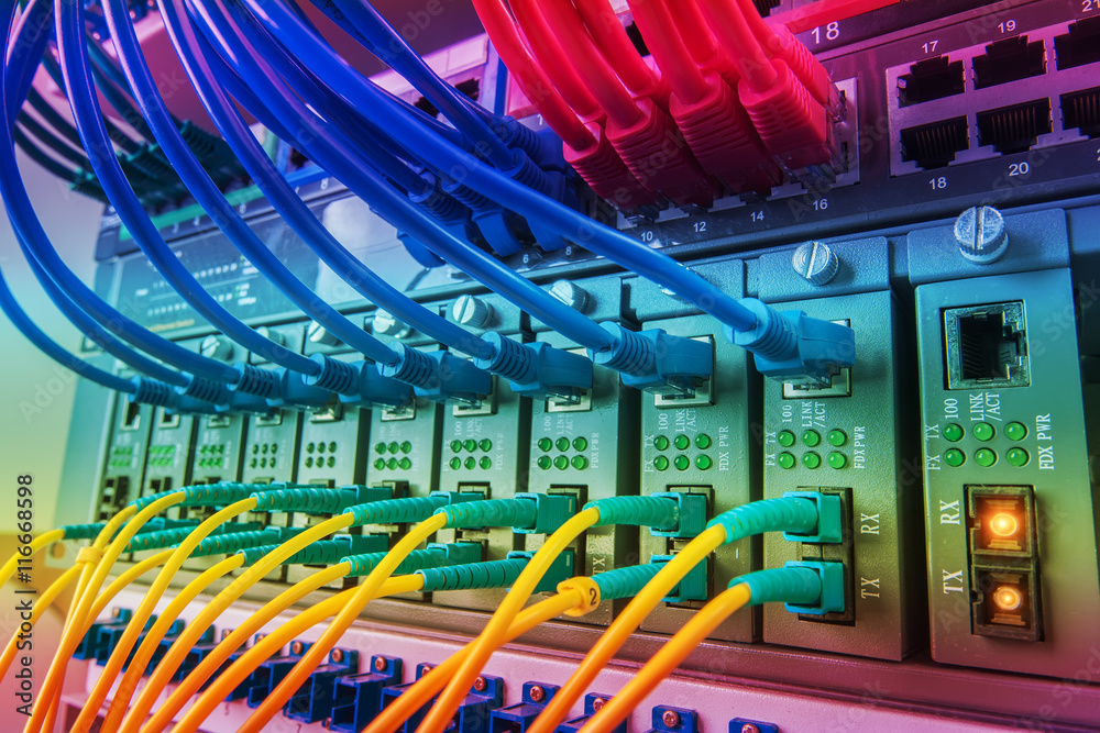 Technology center with fiber optic equipment Technology center with fiber optic equipment