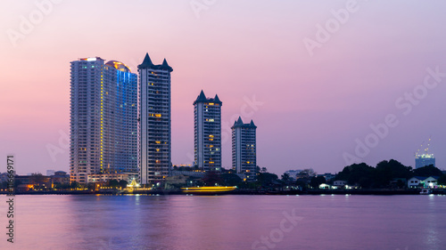 Bangkok cityscape near river
