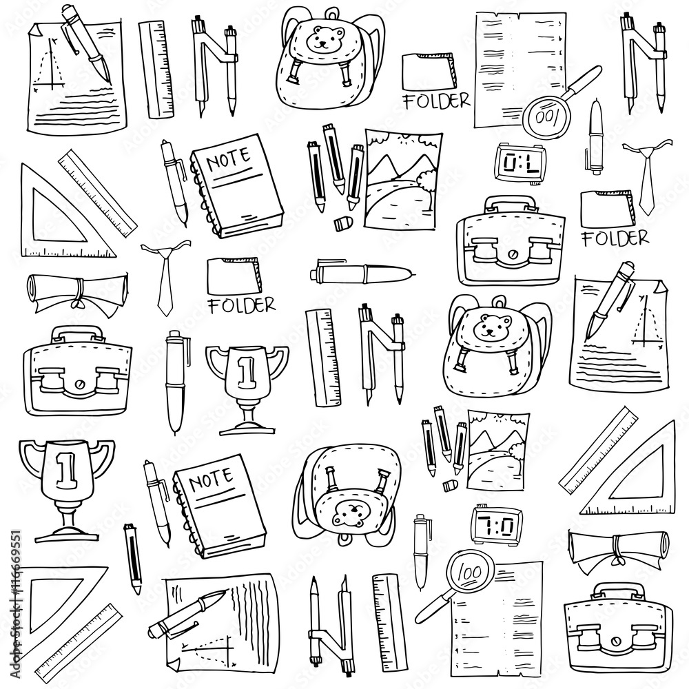 Many element school in doodle Many element school in doodle