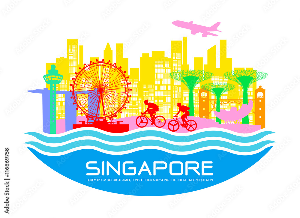 Obraz premium Beautiful Singapore Travel Landmarks.