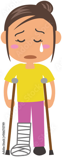 足にギプスして松葉杖をついている女性のイメージイラスト Stock Vector Adobe Stock