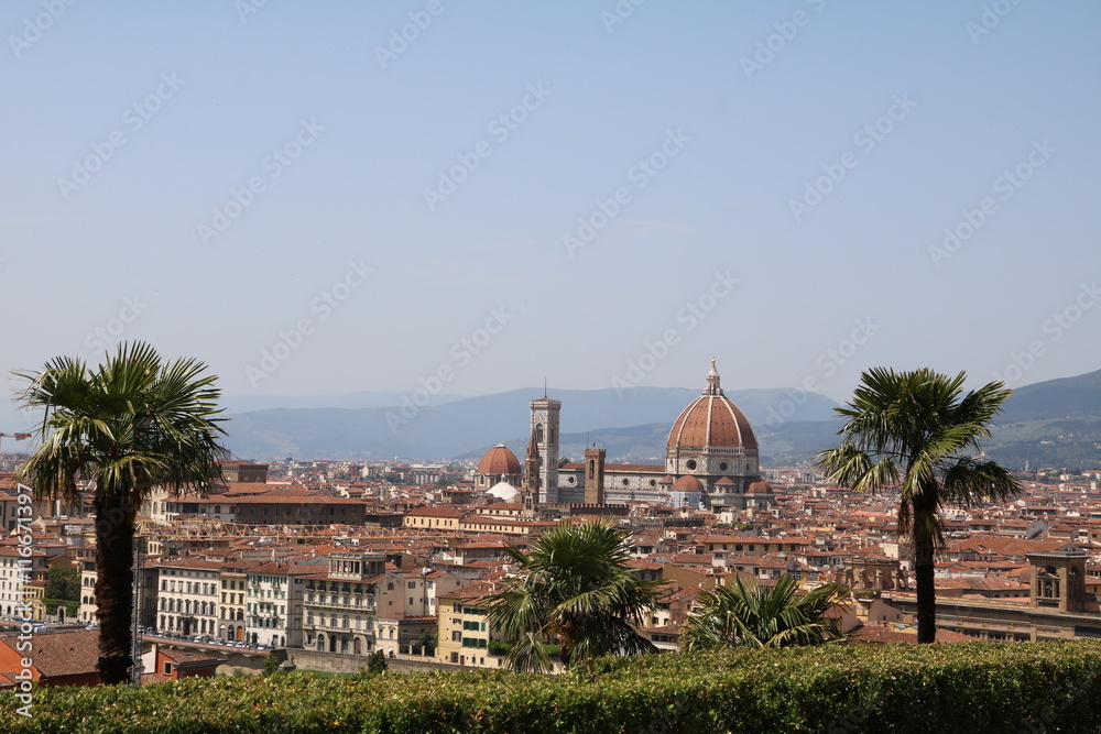 Panoramic view from Piazzale Michelangelo to Florence center, Italy