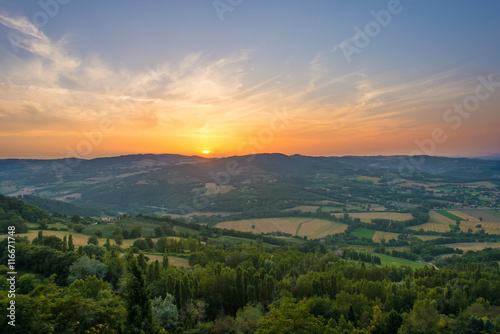 Todi (Umbria, Italy) - Landscape with sunset