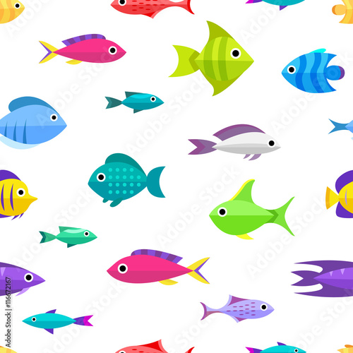 Cartoon fish collection seamless pattern