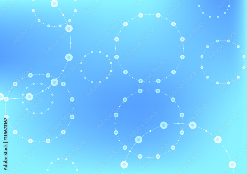 Bright blue tech circles vector background
