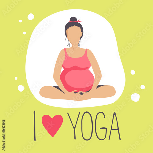 Pregnant woman doing Yoga.Batterfly or lotus Pose