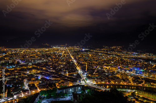 Lights of Grenoble at night, France