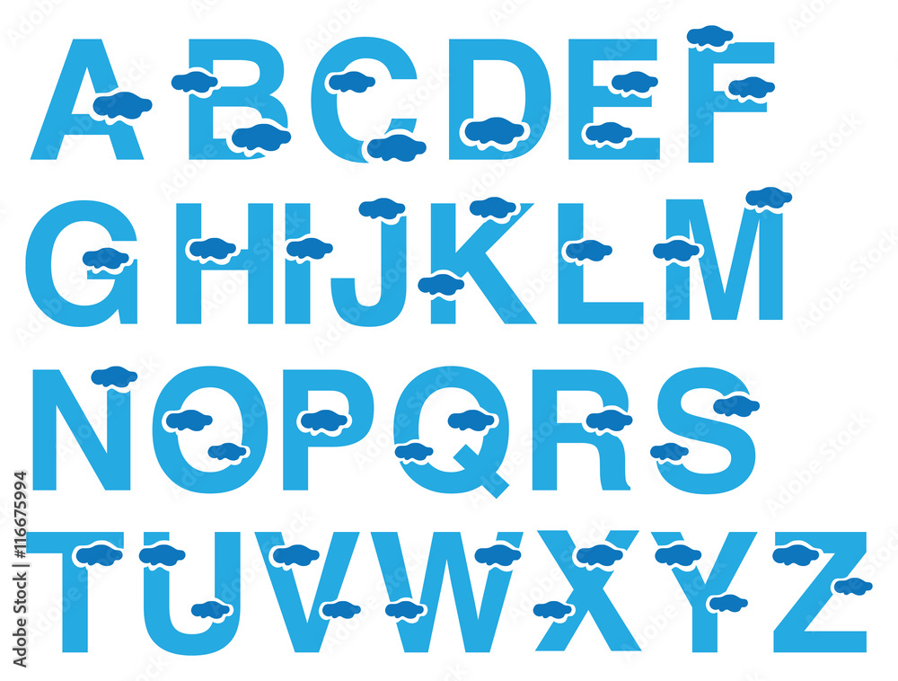 Clouds Vector Font Design Clouds Vector Font Design
