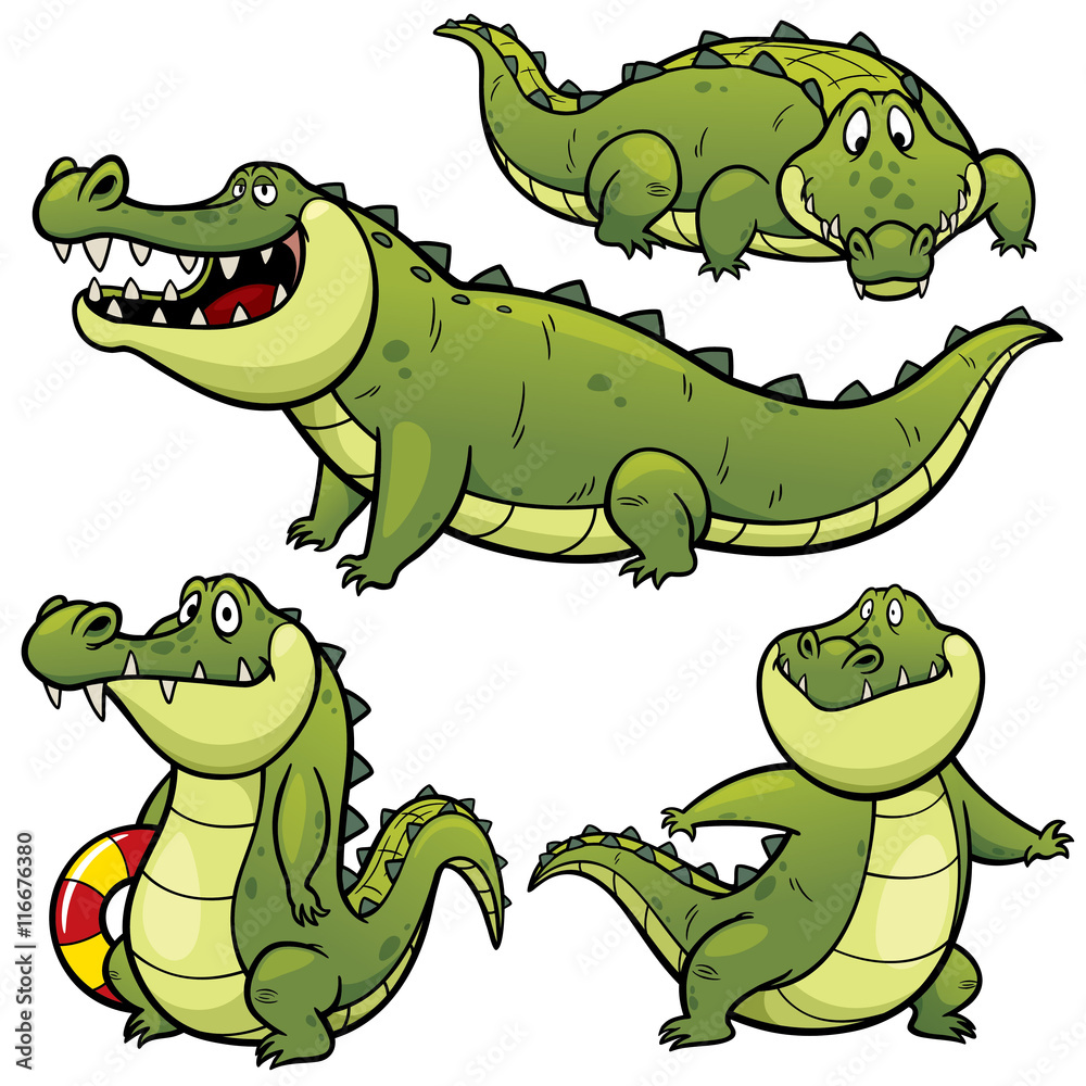 Naklejka premium Vector illustration of Cartoon Crocodile Character Set