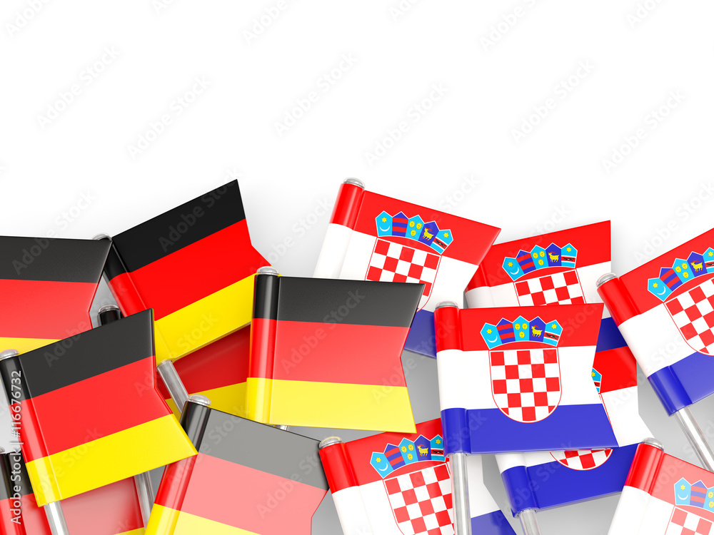 Flags of Germany and Croatia  isolated on white