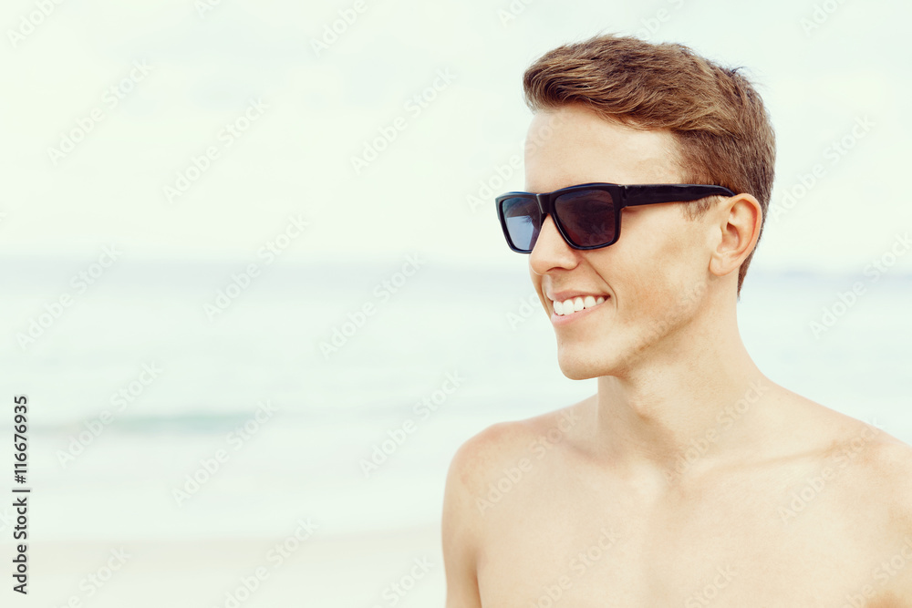 Handsome man posing at beach Handsome man posing at beach